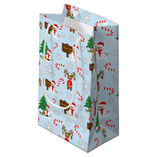 Sacola Para Presentes Pequena Reindeer De Árvore De Natal E Neves