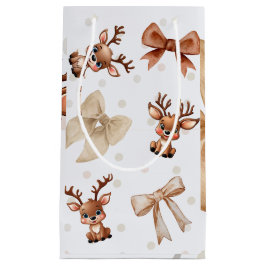 Sacola Para Presentes Pequena Reindeer e Arcos Coquette Gift Bag
