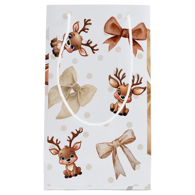 Sacola Para Presentes Pequena Reindeer e Arcos Coquette Gift Bag (Frente)