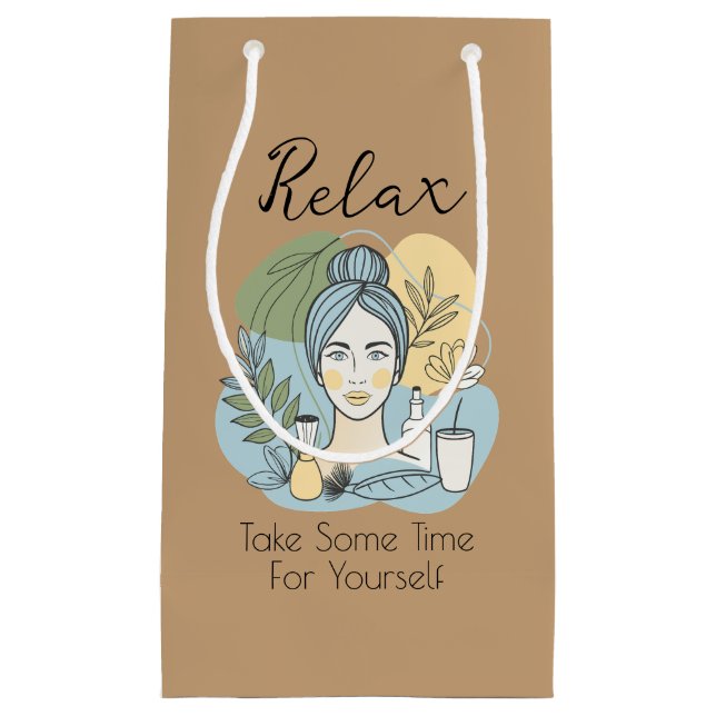 Sacola Para Presentes Pequena Relaxe Spa Themed Gift Bags (Frente)