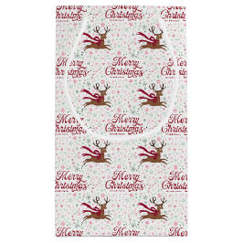 Sacola Para Presentes Pequena Rena Santa Retro com Flocos de Neve Atômicos Perso