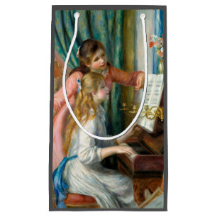 Sacola Para Presentes Pequena Renoir Duas Meninas ao Piano Impressão Música Arte