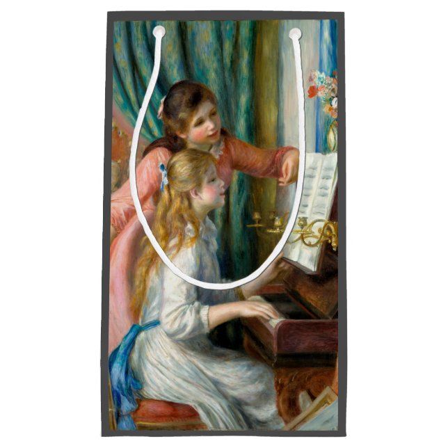 Sacola Para Presentes Pequena Renoir Girls no Piano Impressionismo Pintura (Frente)