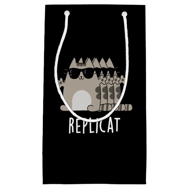 Sacola Para Presentes Pequena Replicat Funny Cat Pun Dark BG (Frente)