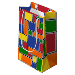 Sacola Para Presentes Pequena Retângulos Coloridos