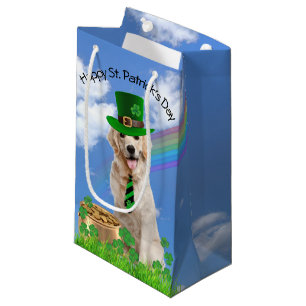 Sacola Para Presentes Pequena Retriever de Ouro irlandês com Pote de Dourado