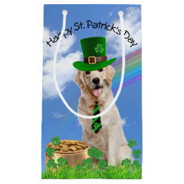 Sacola Para Presentes Pequena Retriever de Ouro irlandês com Pote de Dourado