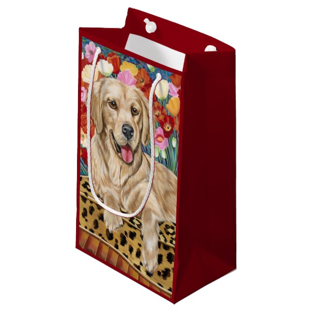 Sacola Para Presentes Pequena Retriever ouro Boy (Frente inclinada)
