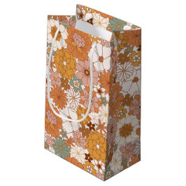 Sacola Para Presentes Pequena Retro Boho Terracotta Flores Bohemianas