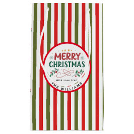 Sacola Para Presentes Pequena Retro Christmas Stripe Pattern Custom Christmas