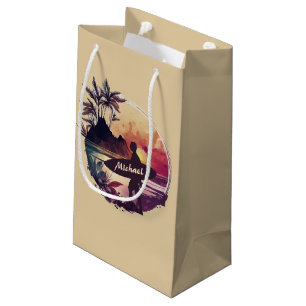 Sacola Para Presentes Pequena Retro Surfer Sunset Beach