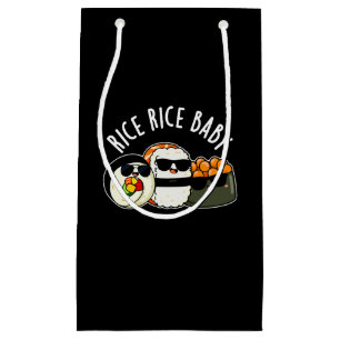 Sacola Para Presentes Pequena Rice Bebê Engraçado Sushi Roll Pun Dark BG