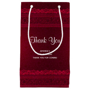 Sacola Para Presentes Pequena Rico e Elegante Na moda de Fundo Vermelho Obrigado