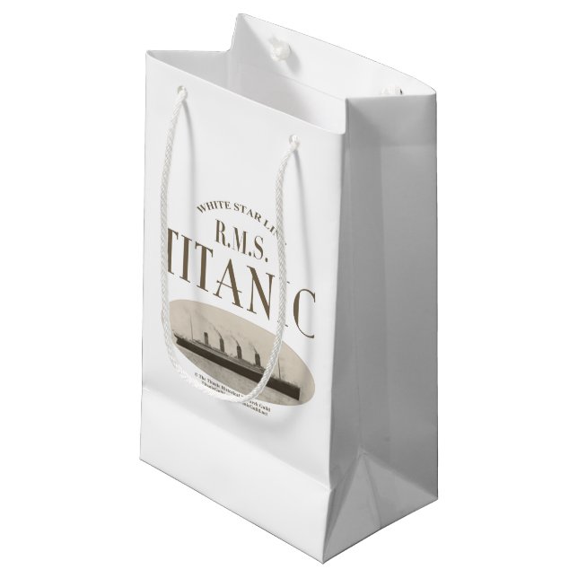 Sacola Para Presentes Pequena RMS Titanic Ghost Ship Sepia Small Gift Bag White (Frente inclinada)