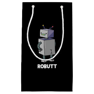 Sacola Para Presentes Pequena Robutt Funny Robot Pun Dark BG