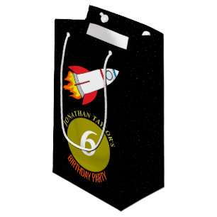 Sacola Para Presentes Pequena Rocket espacial para o Aniversário das Crianças da