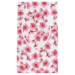 Sacola Para Presentes Pequena Romantic pink Cherry blosson