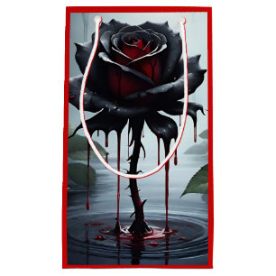 Sacola Para Presentes Pequena Rosa de preto estranho