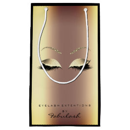 Sacola Para Presentes Pequena Rosa Dourada Makeup Lashes Beleza Ombre
