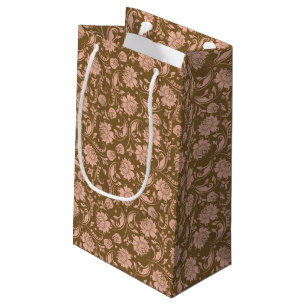 Sacola Para Presentes Pequena Rosa e teste padrão floral de Brown