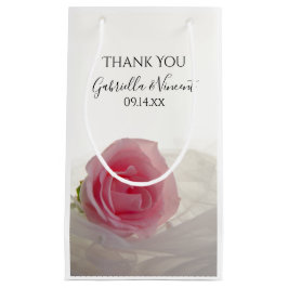 Sacola Para Presentes Pequena Rosa Rosa em Branco Agradecimento Casamento