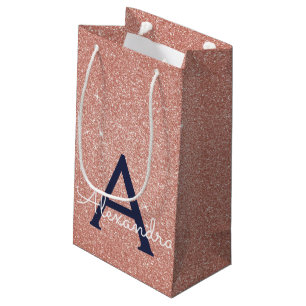 Sacola Para Presentes Pequena Rosa Rosa Rosa Rosa Dourada Marinho Azul Brilhante