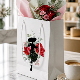 Sacola Para Presentes Pequena Rosa Vermelha e Moda