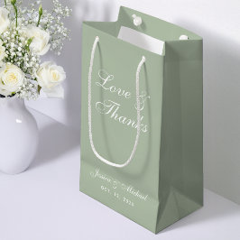 Sacola Para Presentes Pequena Roteiro de Amor e Gratidão para Casamento em Verde