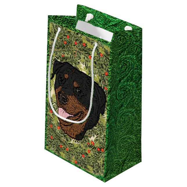 Sacola Para Presentes Pequena Rottweiler Wreath (Verso inclinado)