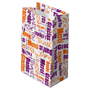 Sacola Para Presentes Pequena Roxo e obrigado alaranjado você exprime a nuvem