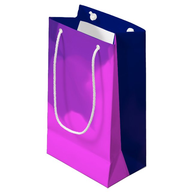 Sacola Para Presentes Pequena Roxo Esfumado e Azul (Frente inclinada)