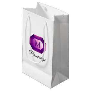 Sacola Para Presentes Pequena Roxo Luxo de jóia de pedra preciosa ametista monog
