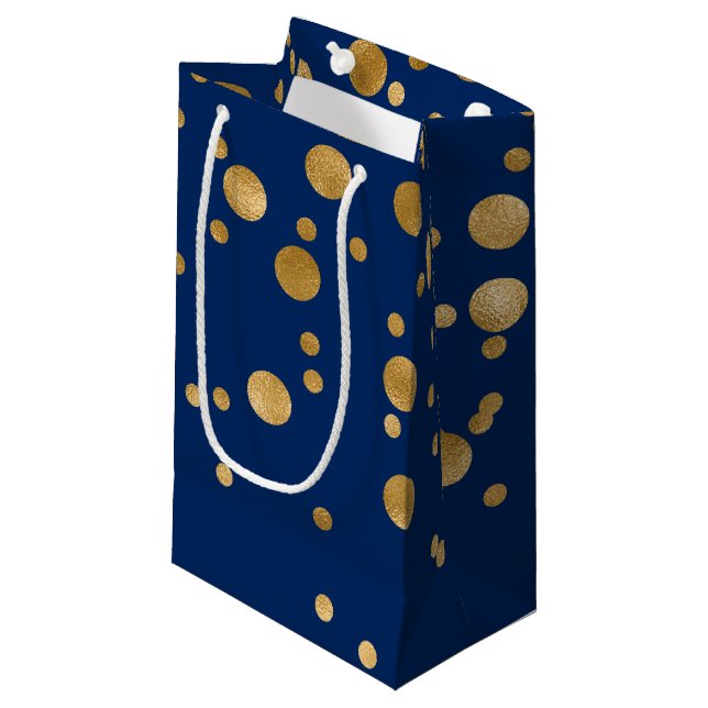 Sacola Para Presentes Pequena Royal Blue and Gold Foil Confetti (Frente inclinada)