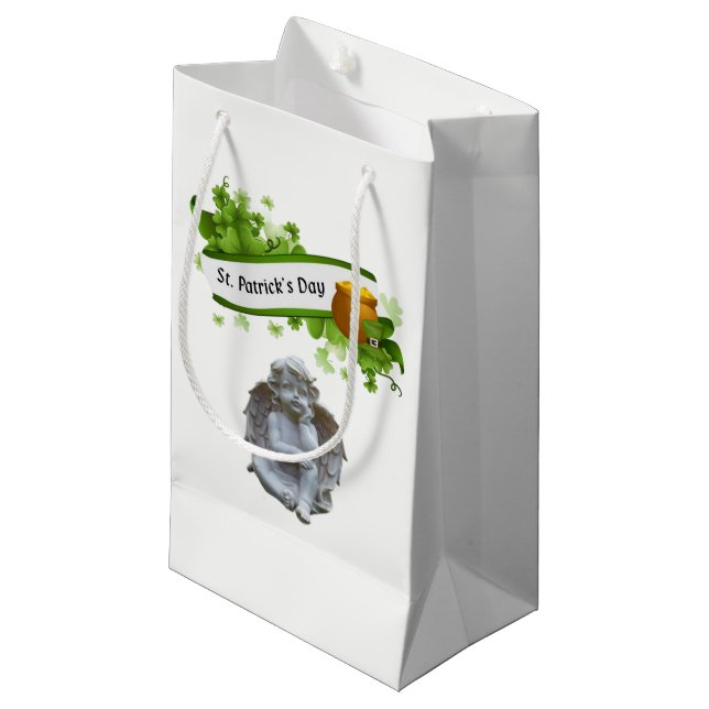 Sacola Para Presentes Pequena Rua... Gift Bag Angel do Dia de Patrick (Frente inclinada)