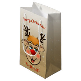 Sacola Para Presentes Pequena Rudolph - Reindeer Vermelho Papai noel