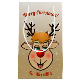 Sacola Para Presentes Pequena Rudolph - Reindeer Vermelho Papai noel