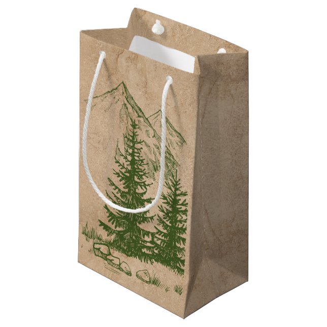 Sacola Para Presentes Pequena Rustic Scenic Mountain Wedt Bag (Frente inclinada)