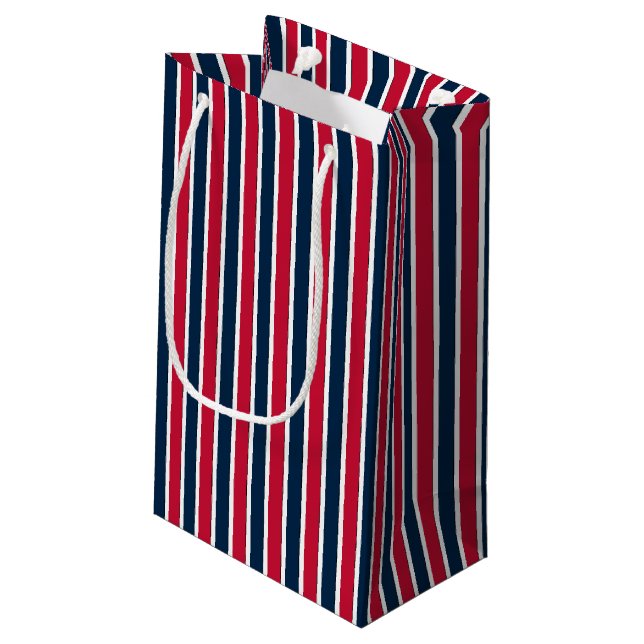 Sacola Para Presentes Pequena RWB Bloco de Coordenadas de Baseball Stripes 1-GIF (Verso inclinado)