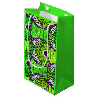 Sacola Para Presentes Pequena Sac cadeau, Wax Africain vert.
