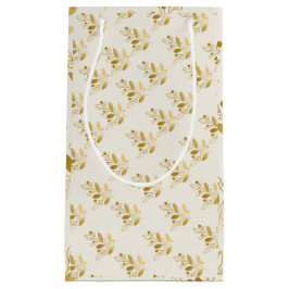 Sacola Para Presentes Pequena Saca de Presente Botânico Dourado Elegante Bolsa F