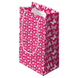 Sacola Para Presentes Pequena Saca de Presente de Borboletas Rosa Vibrante, Borb