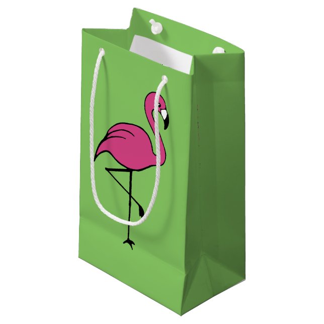 Sacola Para Presentes Pequena Saca de Presente Flamingo Rosa (Frente inclinada)