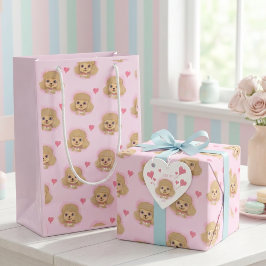Sacola Para Presentes Pequena Saca de Presente Pastel Fofa de Poodle – Dia dos N