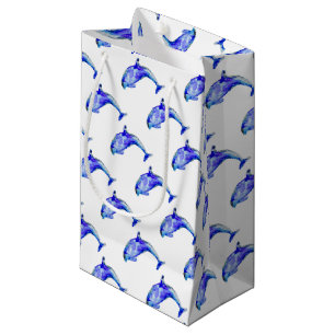Sacola Para Presentes Pequena Saco azul do presente do golfinho