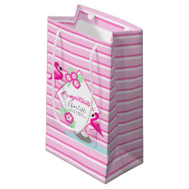 Sacola Para Presentes Pequena Saco cor-de-rosa do presente do chá de fraldas da