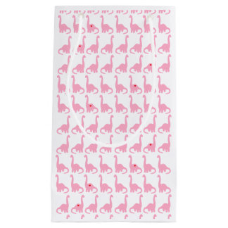 Sacola Para Presentes Pequena Saco cor-de-rosa do presente do dinossauro