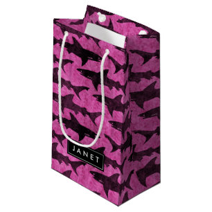 Sacola Para Presentes Pequena Saco cor-de-rosa do tubarão com etiqueta conhecid