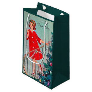 Sacola Para Presentes Pequena Saco da Irmã Feriada dos natais vintages Retro