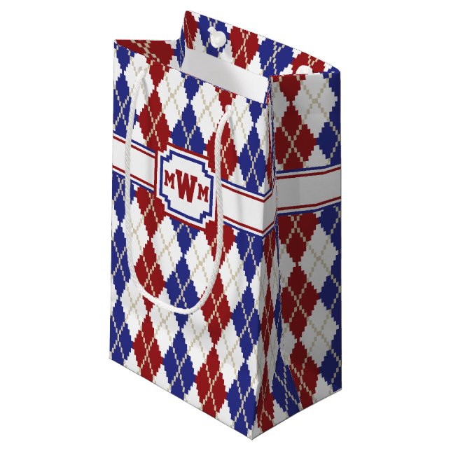 Sacola Para Presentes Pequena Saco de Presente Americana Argyle (Frente inclinada)