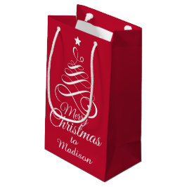 Sacola Para Presentes Pequena Saco de presente Árvore de Natal estilizada com no